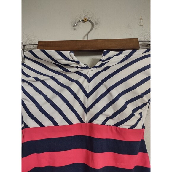 Tommy Bahama Swimsuit  One Piece Striped Blue White Size 4 - Picture 2 of 7